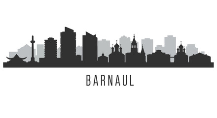 Barnaul City Skyline Silhouette.