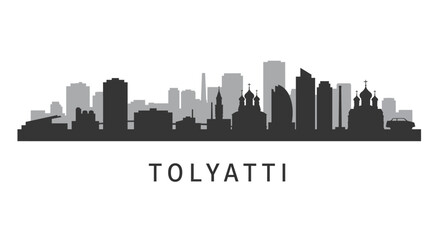 Naklejka premium Tolyatti City Skyline with Russia Silhouette.