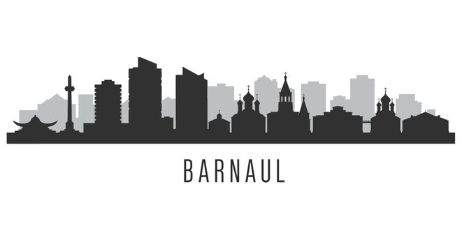 Barnaul City Skyline Silhouette.