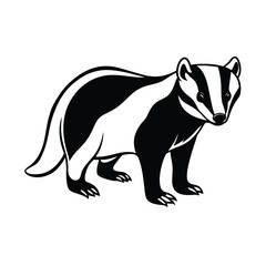 clean vector line drawing of european badger