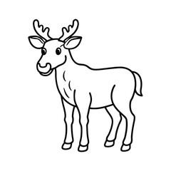 cute female moose line drawing vector with clean deer 