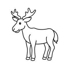 cute female moose line drawing vector with clean deer 