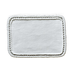 Blank White Fabric Patch with Stitched Border Rectangular