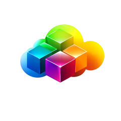 Obraz premium Colorful cubes forming cloud shape, symbolizing digital technology and innovation