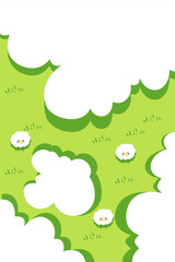 Flat Vector Set of Sheep in Green Pasture - Top View Nature Landscape