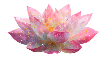 A lotus flower blooming with subtle sparkles, isolated on Transparent Background