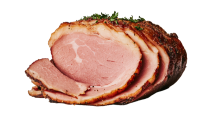 Sliced ham on a food photography culinary display gourmet meal close-up view delicious concept