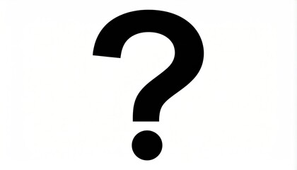 Black question mark with white background.
