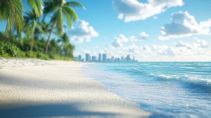 tropical beach with palm trees