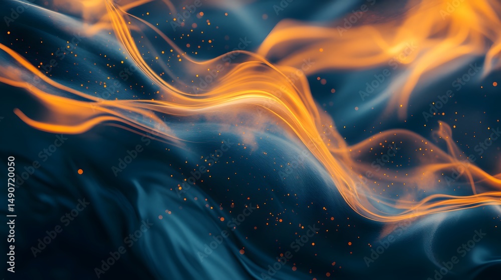 Aufkleber abstract flowing patterns with warm colors on dark background