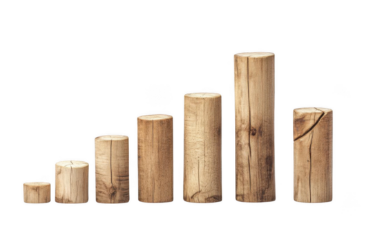 Wooden Cylinders Show a Gradual Increase and Growth Concept.