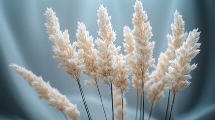 Soft beige dried pampas grass stems against a muted backdrop