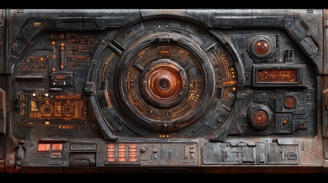 Futuristic control panel with intricate details