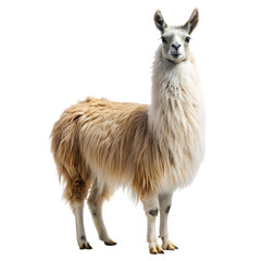 Obraz premium Adorable Llama Standing Against Black Background isolated on transparent background