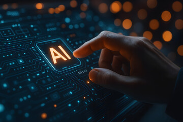 Hand Activating Artificial Intelligence Interface on Screen
