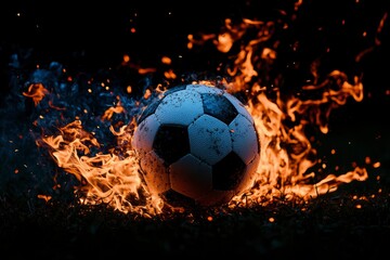 Naklejka premium Soccer ball ablaze