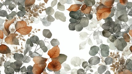 Autumnal eucalyptus leaves pattern