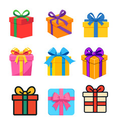 Colorful Gift Box Icon Set &ndash; 9 Festive Present Vectors