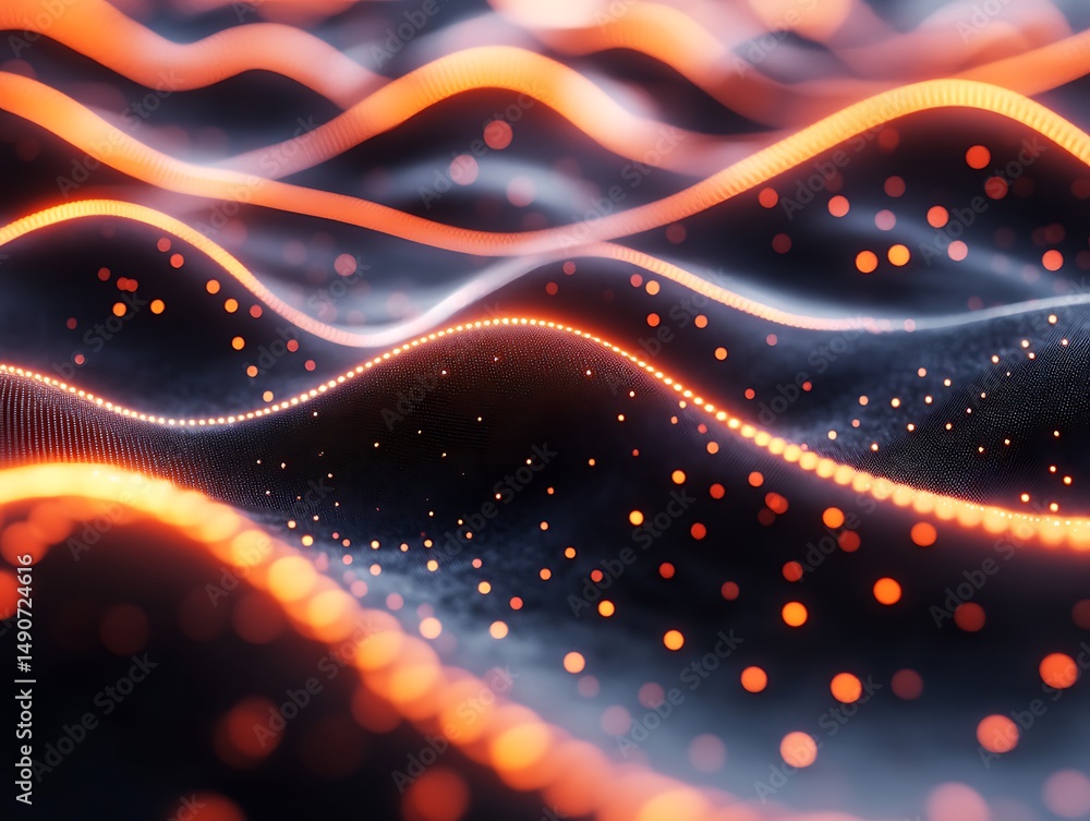 Poster abstract glowing particle wave pattern for modern digital background design