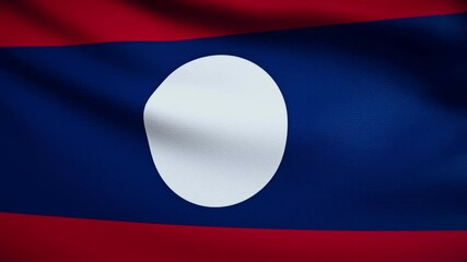 Laos Flag 4K. Realistic Loop Waving with Highly Detailed Fabric