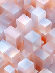 Obraz premium Abstract 3D cubes in soft pastel colors creating a modern and futuristic geometric pattern.
