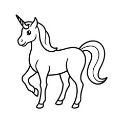 fantasy unicorn drawing line art vector