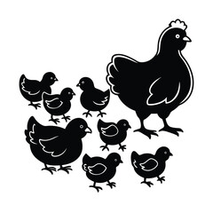 set of chicken vector