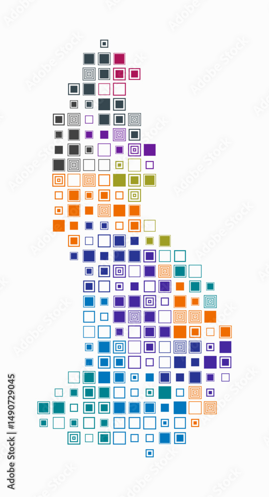 Aufkleber liechtenstein, shape of the country build of colored cells. digital style map of the liechtenstein o