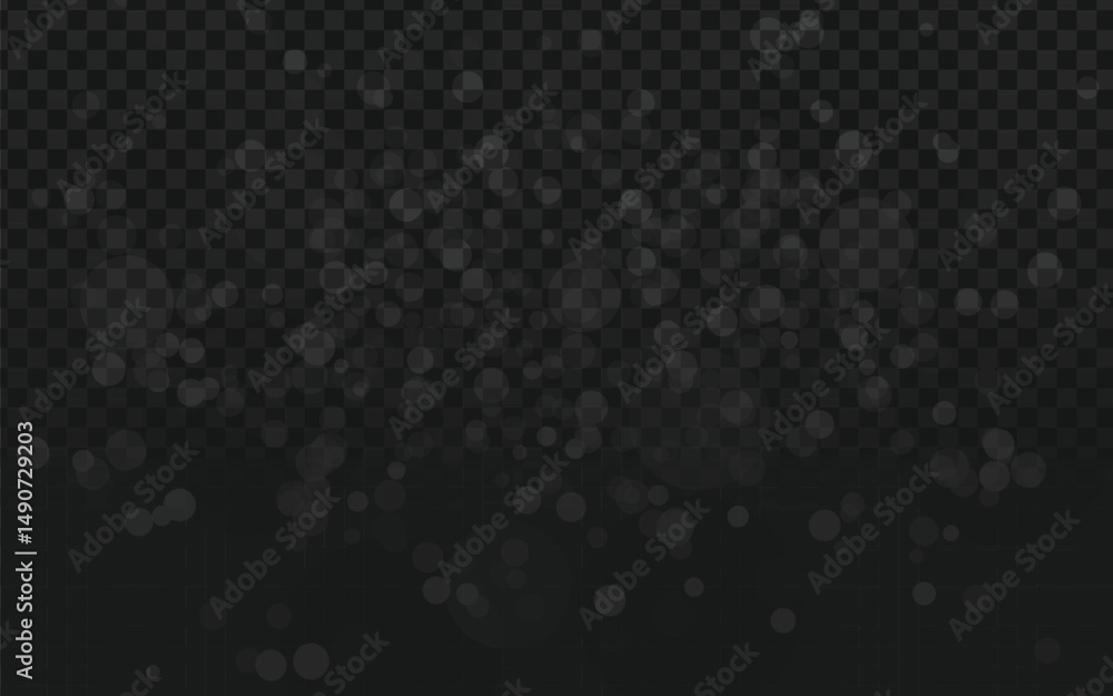 Poster realistic vector graphic of scattered white bokeh circles or particles. isolated design elements per