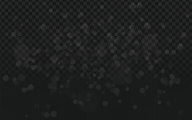 Obraz premium Realistic vector graphic of scattered white bokeh circles or particles. Isolated design elements perfect for overlays, backgrounds, festive, dreamy, or abstract projects. Transparent background.