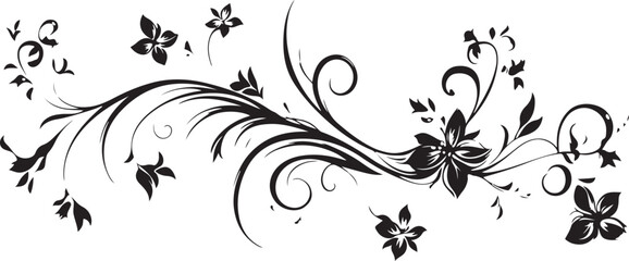 Elegant Black and White Floral Design Element Swirl Pattern for Invitations Cards Decoration