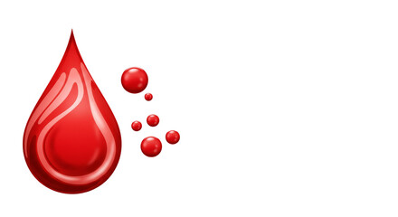 Gleaming blood drop with red cells on black