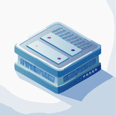 Isometric Illustration of a Blue and Gray Electronic Device