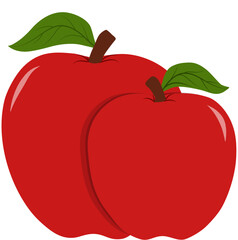 Two Red Apples, Cartoon Style Illustration