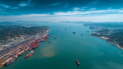 A blue sky with a few clouds and a city in the background