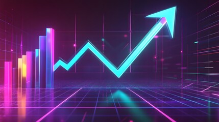 Colorful Digital Graph with Upward Trend and Neon Effects