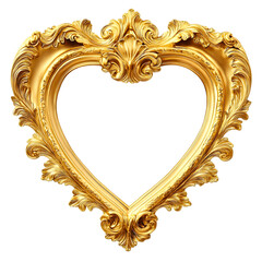 Ornate Golden Heart-Shaped Frame for Valentine's Day or Romantic Design