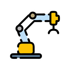 Colorful Robotic Arm Icon for Industrial Automation