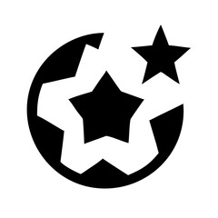 Starry Night Sky Silhouette Icon with Stars and Moon 