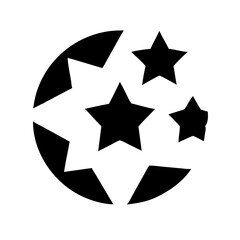 Starry Night Sky Silhouette Icon with Stars and Moon 