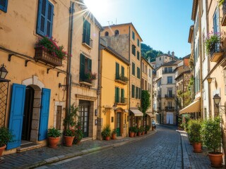 Obraz premium Charming Eze Village Street, French Riviera