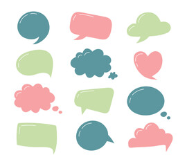 Colorful hand drawn speech bubble collection 