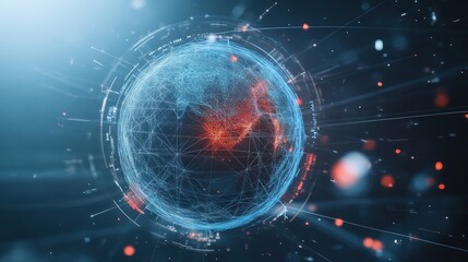 Fototapeta premium Global digital network, futuristic Earth