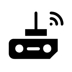 Minimalist RC Remote Control Silhouette Icon with Wireless Signal