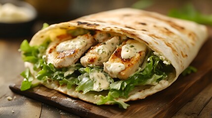 Grilled Chicken Wrap with Fresh Greens and Creamy Sauce