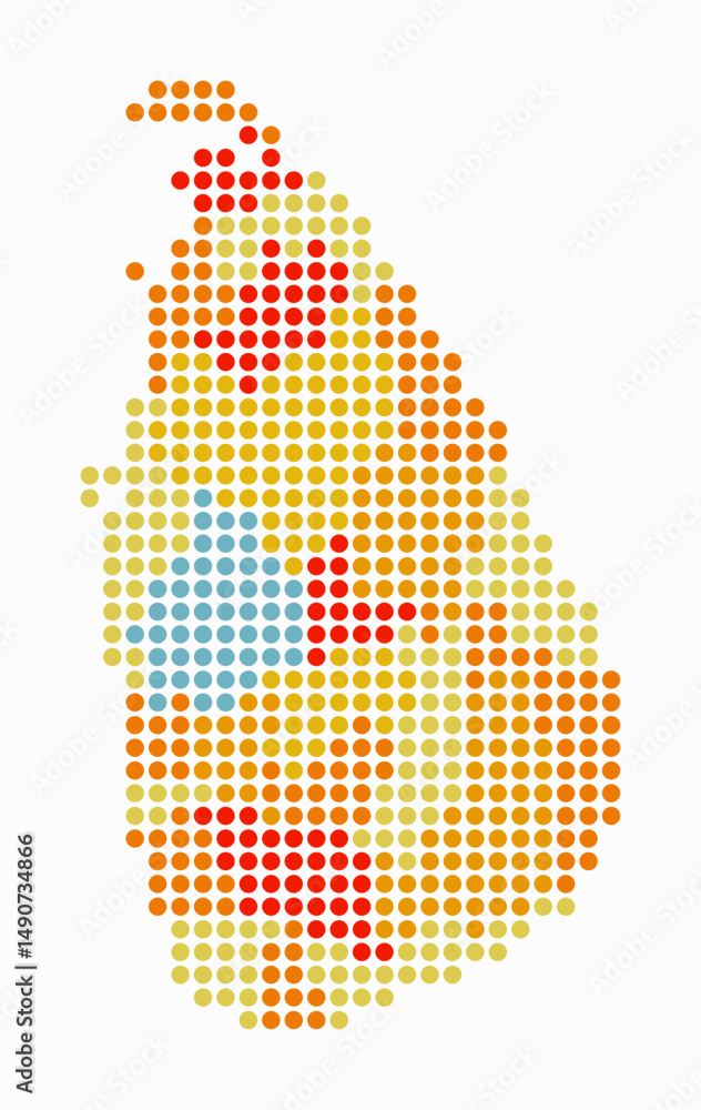 Poster sri lanka dotted map. digital style map of the country on white background. sri lanka shape with cir