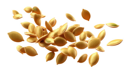 Pumpkin Seed Abundance: An artistic composition of golden pumpkin seeds scattered, embodying the essence of natural sustenance and health. A perfect visual for culinary concepts or wellness themes.