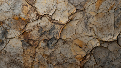 Fototapeta premium Close up of a cracked and layered rock texture with a natural pattern