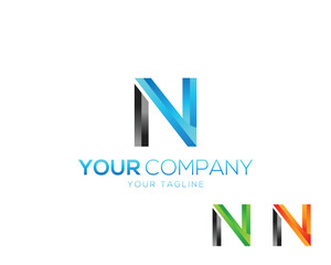 Creative letter N logo vector template design concept featuring modern gradient color palette options for branding