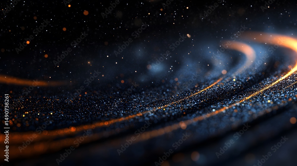 Aufkleber glowing particles and waves in dynamic dark background scene